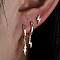 3Pcs S925 Sterling Silver Lightning Bolt Earring Sets, with Clear Cubic Zirconia, Silver, 7~25x2.5~3mm