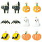 30Pcs 6 Styles Halloween Rack Plating Alloy Enamel Pendants, Cadmium Free & Nickel Free & Lead Free, with Emerald Rhinestone and Glitter Powder, Cat & Ghost & Pumpkin, Mixed Color, 13~27x14~25x1.5~2.5mm, Hole: 1.8mm, 5pcs/style