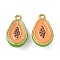 304 Stainless Steel Enamel Pendants, Ion Plating(IP), Golden, Papaya, 16x10x5.5mm, Hole: 1.2mm