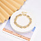 Brass Micro Pave Clear Cubic Zirconia Rectangle Link Chain Bracelets for Women, Real 18K Gold Plated, 7-1/4x3/8x1/8 inch(18.3x0.95x0.3cm)