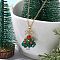 Christmas Tree Glass Beaded Pendant Necklaces, Brass Cable Chain Necklaces for Women, Golden, Colorful, 16.14 inch(41cm)