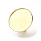 304 Stainless Steel Open Cuff Findings, Bezel Cup Ring Settings, Flat Round, Real 18K Gold Plated, Inner Diameter: 18mm, Tray: 30mm