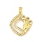 Brass Micro Pave Cubic Zirconia Pendants, Cadmium Free & Lead Free, Rhombus, Real 18K Gold Plated, 27.5x26.5x4mm, Hole: 3.5x6.5mm