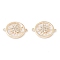 Rack Plating Brass Micro Pave Clear Cubic Zirconia Connector Charms, Cadmium Free & Nickel Free & Lead Free, Flat Round Links with Sun, Long-Lasting Plated, Real 18K Gold Plated, 19.5x15x3mm, Hole: 1.2mm