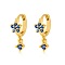 925 Sterling Silver Cubic Zirconia Plum Blossom Hoop Earrings, Romantic Sweet Fashion Earrings, Golden, Cornflower Blue, 16x6mm