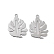 Brass Pendants, Cadmium Free & Nickel Free & Lead Free, Leaf, Platinum, 24.5x20x0.8mm, Hole: 1.6mm