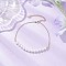 Shell Pearl Round Beaded Ankelets, with 304 Stainless Steel Cable Chains, Golden, Floral White, 9-5/8 inch(243mm)
