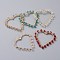 Real 18K Gold Plated Brass Pendants, with Faceted Bicone Glass Beads and Copper Wire Copper, with Burlap Bag, Heart, Mixed Color, 36x35~36x4mm, Hole: 2mm