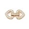 Brass Micro Pave Clear Cubic Zirconia Fold Over Clasps, Cadmium Free & Nickel Free & Lead Free, Heart, Real 18K Gold Plated, 20.5x9.5x3.5~4.5mm, Hole: 2.5x0.8mm