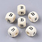 Printed Natural Wood Beads, Horizontal Hole, Cube with Initial Letter, PapayaWhip, Letter.B, 10x10x10mm, Hole: 3.5mm, about 1000pcs/500g