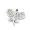 Alloy Rhinestone Pendants, UV Plated, Butterfly, Platinum, 18.5x19x2.5mm, Hole: 1.8mm