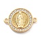 Rack Plating Brass Micro Pave Clear Cubic Zirconia Religion Virgin Mary Connector Charms, Long-Lasting Plated, Lead Free & Cadmium Free & Nickel Free, Real 18K Gold Plated, 18.5x14x2.65mm, Hole: 1.2mm