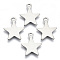 Non-Tarnish 201 Stainless Steel Pendants, Laser Cut, Stamping Blank Tag, Star, Stainless Steel Color, 17x14x0.7mm, Hole: 1.8mm