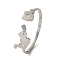 Non-Tarnish 304 Stainless Steel Open Cuff Rings, Jewely for Women, Squirrel, Stainless Steel Color, US Size 8 1/2(18.5mm)