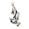 304 Stainless Steel Pendants, with Rhinestone, Dolphin Charm, Antique Silver, 28x13x3.5mm, Hole: 1.8mm