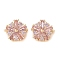 Brass Pave Cubic Zirconia Spacer Bars, Snowflake, Golden, Pearl Pink, 10.5x12x2mm, Hole: 1.5mm