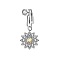 304 Stainless Steel Pave Clear Cubic Zirconia Clip on Belly Rings, Stainless Steel Color, Flower, 31mm