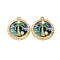 Alloy Enamel Pendants, with ABS Imitation Pearl and Printing, Flat Round with Coconut Tree Charms, Rack Plating, Light Gold, Colorful, 27.5x24.5x5mm, Hole: 1.8mm
