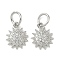 Brass Micro Pave Cubic Zirconia Pendants, Sun Charms, Rack Plating, Long-Lasting Plated, with Jump Ring, Platinum, 10.5x9.5x2.3mm, Hole: 4mm