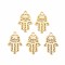 Rack Plating 201 Stainless Steel Filigree Connector Charms, Etched Metal Embellishments, Nickel Free, Palm, Real 18K Gold Plated, 14x9x0.4mm, Hole: 1mm