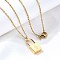 304 Stainless Steel Rolo Chain Pendant Necklaces, Padlock Necklaces for Women Men, Locks with Letter, Letter S, 17.64 inch(44.8cm)
