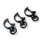 Spray Painted Eco-Friendly Alloy Swivel Snap Hooks Clasps, Cadmium Free & Nickel Free & Lead Free, Moon, Black, 34x19x6mm, Hole: 5x9mm