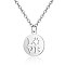 Non-Tarnish 201 Stainless Steel Pendants Necklaces, Flat Round with Word Love, Stainless Steel Color, 16.3 inch(40cm)x1mm