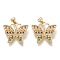 Brass Micro Pave Cubic Zirconia Pendants, Butterfly, Colorful, Real 18K Gold Plated, Clear, Real 18K Gold Plated, 20.5x24.8x2.5mm, Hole: 3.5x5mm