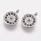 Brass Micro Pave Cubic Zirconia Charms, Flat Round, Black, Platinum, 8x1.5mm, Hole: 1.5mm