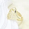 Brass Cuff Rings for Women, Cadmium Free & Lead Free, Oval, Real 18K Gold Plated, 20.5mm, Inner Diameter: Adjustable