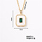 Shiny Brass Pave Green Cubic Zirconia Rectangle Pendant Necklaces for Women, Golden, 15.75 inch(400mm)