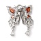 Brass Micro Pave Cubic Zirconia Slide Charms, Cadmium Free & Nickel Free & Lead Free, Butterfly, Platinum, Chocolate, 22x18x6mm, Hole: 1.4mm