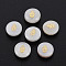 Natural Freshwater Shell Beads, with Golden Plated Brass Metal Embellishments, Flat Round with Hand, Seashell Color, 8x3.5mm, Hole: 0.7mm