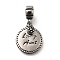 304 Stainless Steel Flat Round Loving Aunt European Dangle Charms, Large Hole Pendants, Antique Silver, 28mm, Hole: 5mm, Flat Round: 19x15.5x1.5mm
