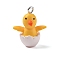 Opaque Resin Pendants, Easter Eggshell Chick Charms with Platinum Plated Iron Loops, Gold, 22x18x10.5mm, Hole: 2mm