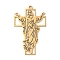 304 Stainless Steel Pendants, Jesus with Cross, Golden, 55x35x1.5mm, Hole: 2mm