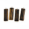 Natural Tiger Eye Pendants, with Golden Tone Brass Findings, Rectangle, 48~49x13x4~5mm, Hole: 2.5mm