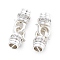 Brass Micro Pave Clear Cubic Zirconia Fold Over Clasps, Silver, Silver, 27x8mm, Hole: 2mm