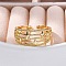 Rack Plating Brass Open Cuff Finger Rings for Women, Long-Lasting Plated, Star, Real 18K Gold Plated, 9mm