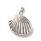 Rack Plating Brass Pendants, Shell, Platinum, 19x19x7mm, Hole: 5x3mm