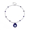 Lampwork Teardrop with Evil Eye Pendant Necklaces, with Glass Pearl and Glass Beads, Blue, 18.5 inch(47cm)