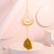 Natural Citrine Chip Wrapped Moon Hanging Ornaments, Glass Teardrop and Agate Slices Tassel Suncatchers for Home Outdoor Decoration, 430mm