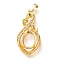 Brass Micro Pave Clear Cubic Zirconia Open Back Bezel Pendant Cabochon Settings, Long-Lasting Plated, Heart, Golden, 34x16x9mm, Hole: 7x4mm, Hole: 7mm, Tray: 14x10mm