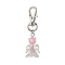 Angel Glass Pendant Decorations, with Alloy Swivel Lobster Claw Clasps, Pearl Pink, 63mm
