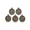 Alloy Pendant Cabochon Settings, For Enamel, Cadmium Free & Lead Free, Flat Round with Letter, Antique Bronze, Letter.L, 14x12x2mm, Hole: 1.5mm