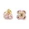 Brass Micro Pave Cubic Zirconia Charms, Cadmium Free & Nickel Free & Lead Free, with Jump Ring, Flower, Real 18K Gold Plated, Pink, 7.5x7.5x7.5mm, Hole: 1.8mm