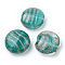 Handmade Gold Sand Lampwork Beads, Flat Round, Light Sea Green, 19~20x20~20.5x10~11mm, Hole: 1~1.5mm