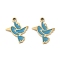 304 Stainless Steel Enamel Charms, Bird Charm, Ion Plating(IP), Real 18K Gold Plated, 12x10x1.4mm, Hole: 1.2mm
