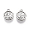 Flat Round Brass Pendant Rhinestone Settings, Nickel Free, Real Platinum Plated, Fit for 0.9mm Rhinestone, 11.5x10x1.5mm, Hole: 1.2mm