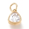 PVD Vacuum Plating 304 Stainless Steel Cubic Zirconia Pendant, Triangle, Golden, Clear, 12.5x9.5x5mm, Hole: 5mm